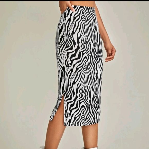 New Zebra Print Midi Skirt - Picture 2 of 4
